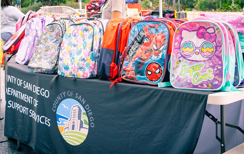 Various backpacks available at last year's Super Saturday event.