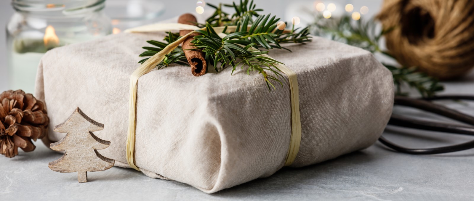 a gift wrapped in fabric