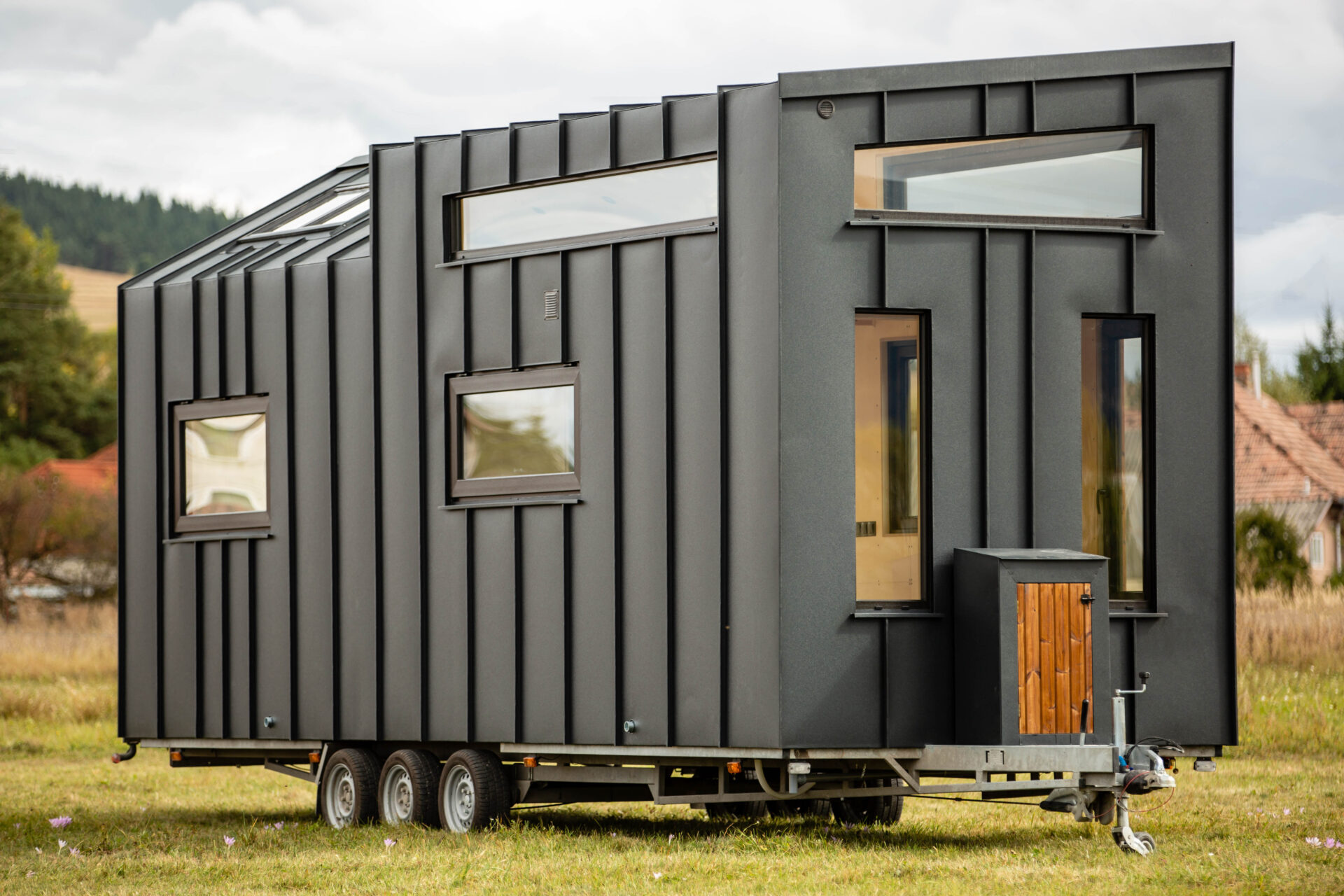 tiny home in a field