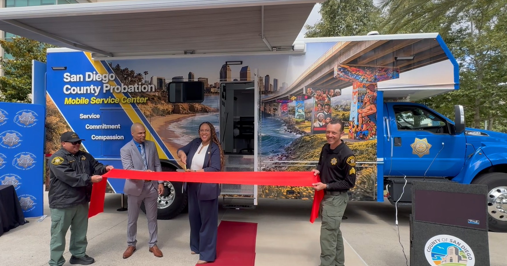 Chief Probation Officer with new mobile office vehicle