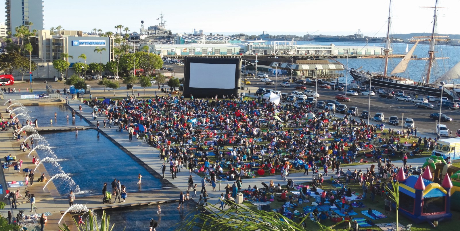 Waterfront Park filled with people