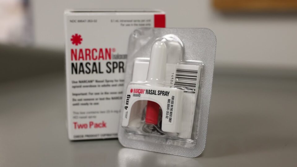 Narcan nasal spray in a package