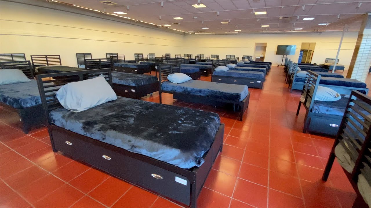 beds in an open room