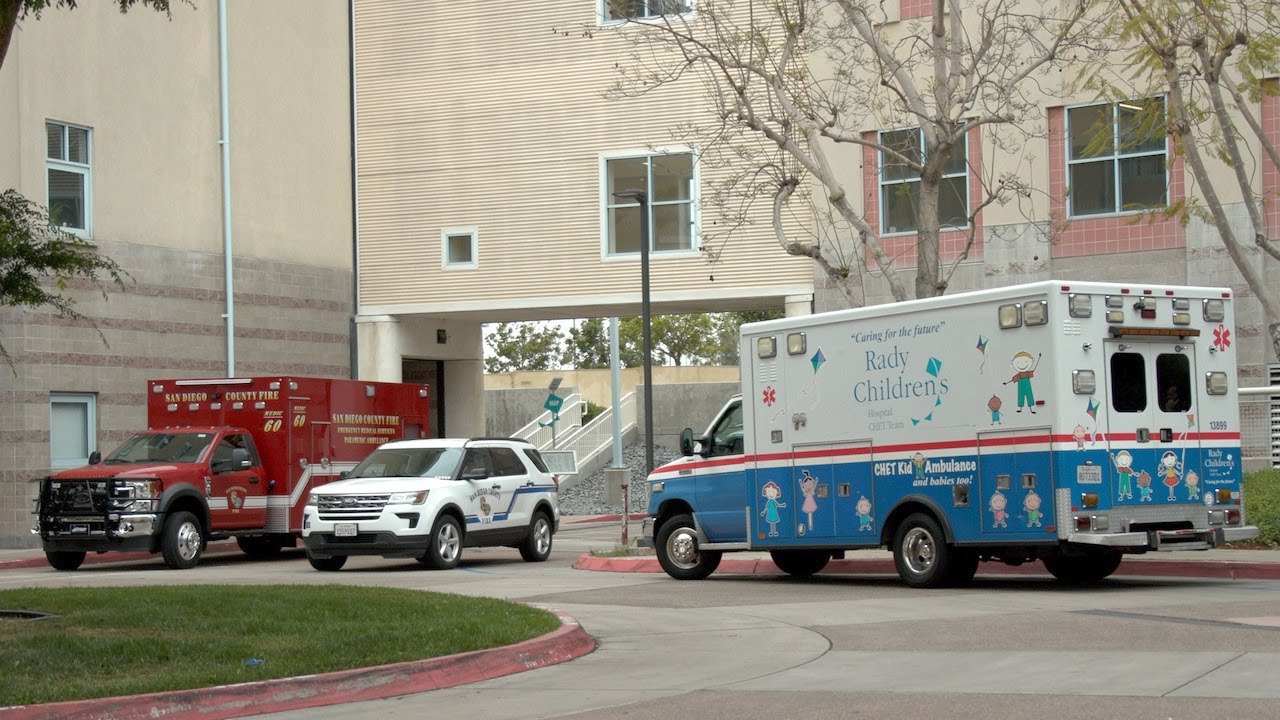 San Diego County Fire vehicles at Rad Children's Hospital