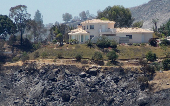 House that has survived a fire due to defensible space