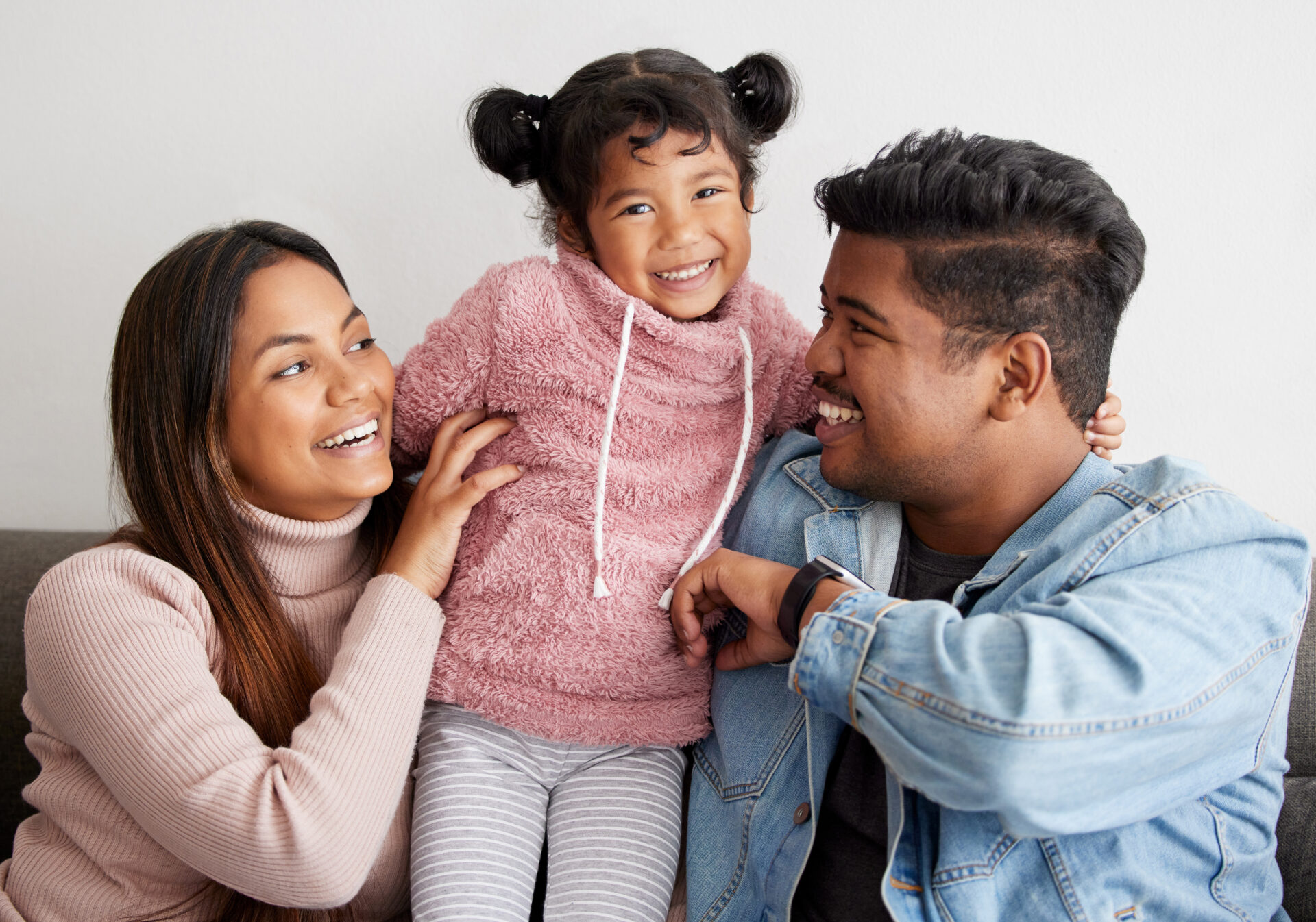 young family smiling