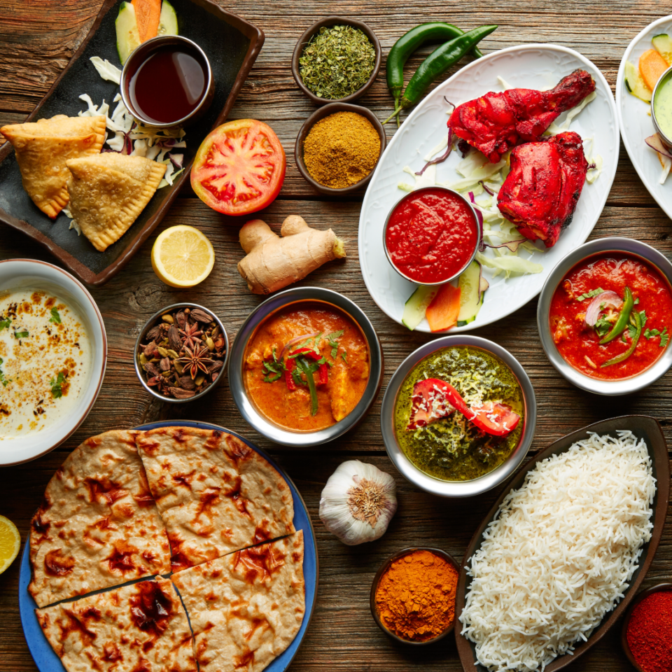 dishes of food on table