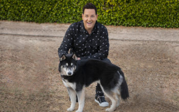 Magician Steve Wyrick and new husky dog.