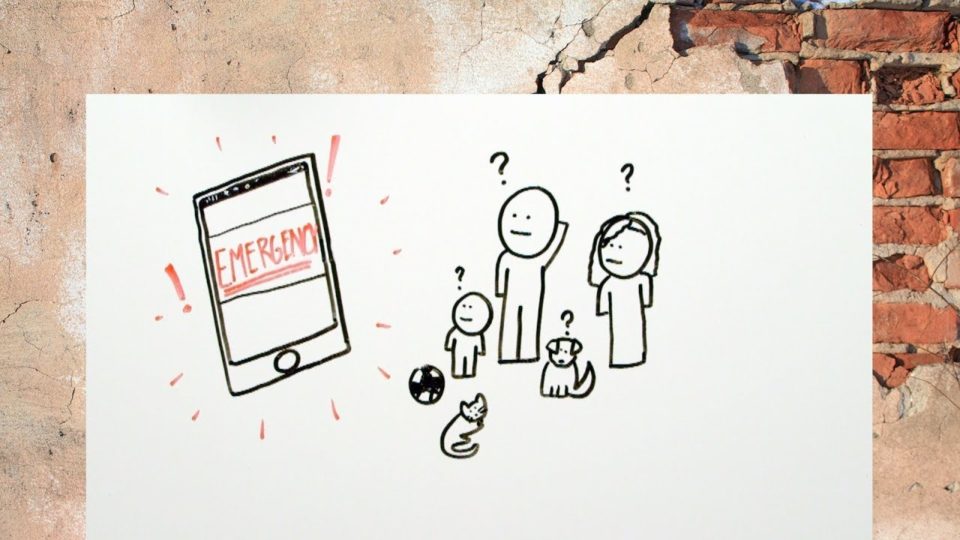 Drawing of family with question marks over heads