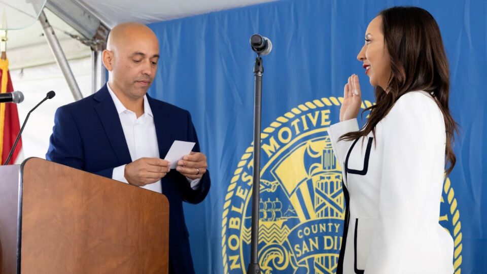 Aguirre being sworn in