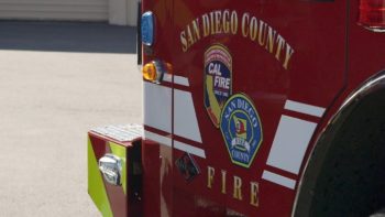 San Diego County Fire logo on truck door