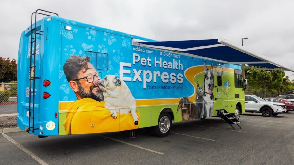 Pet Health Express bus in parking lot