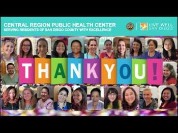 "Thank you" over a collage of faces