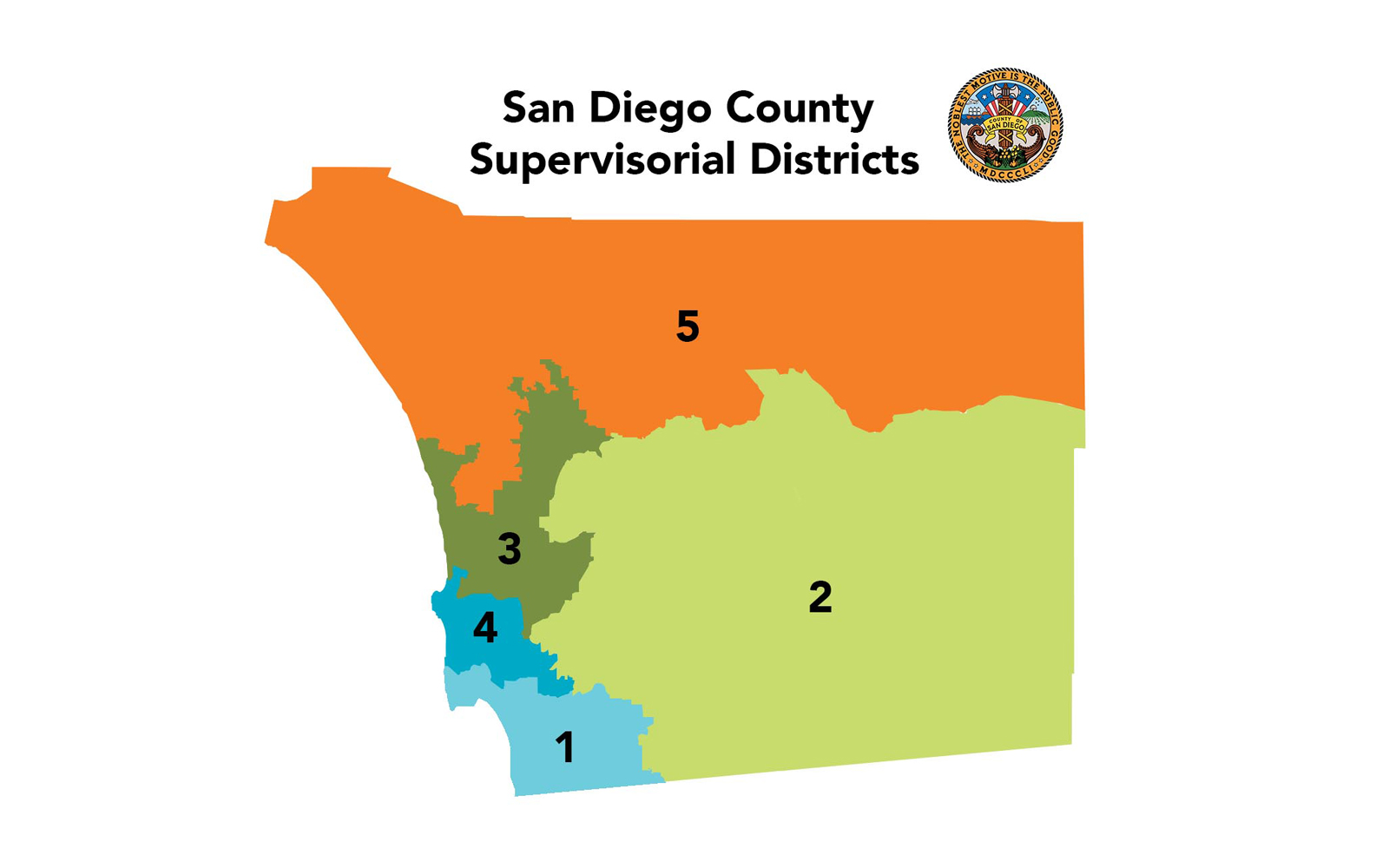 San Diego County Supervisorial Districts Map