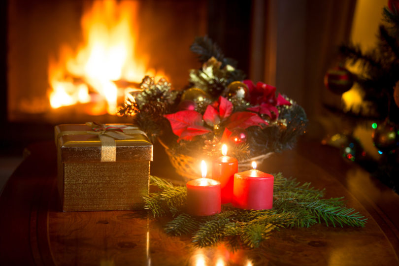 Fireplace, holiday candles