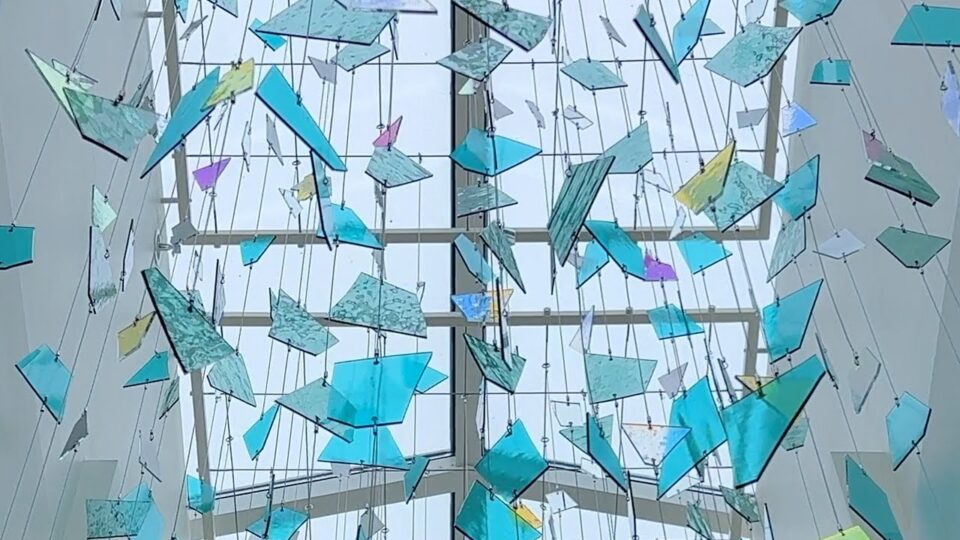 skylight art hangs from ceiling