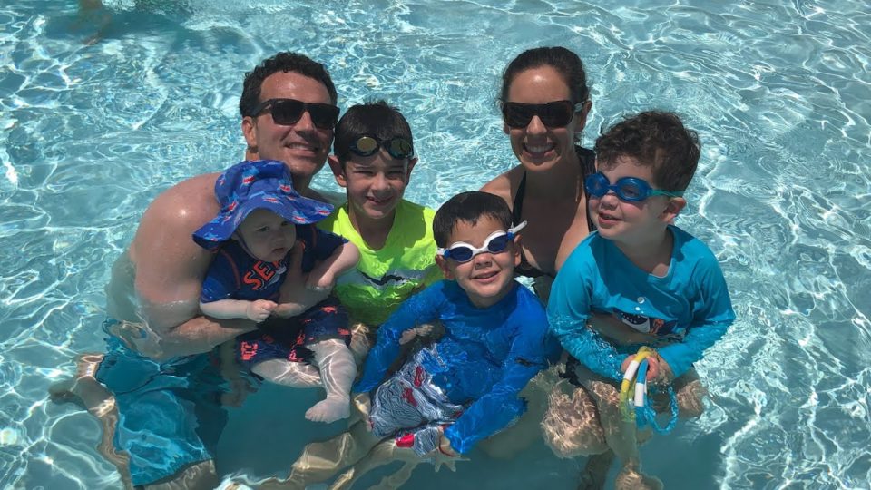 Family in pool