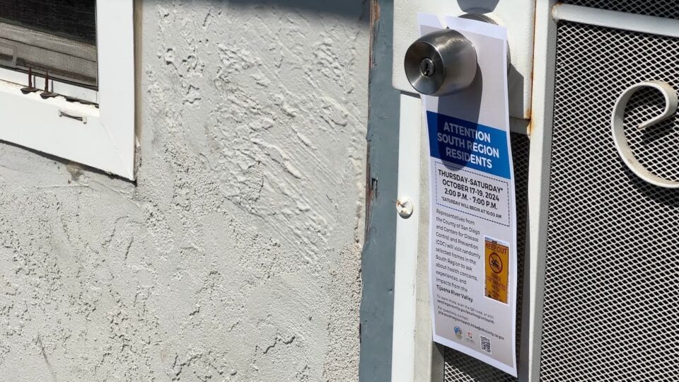 notice hangs on door knob