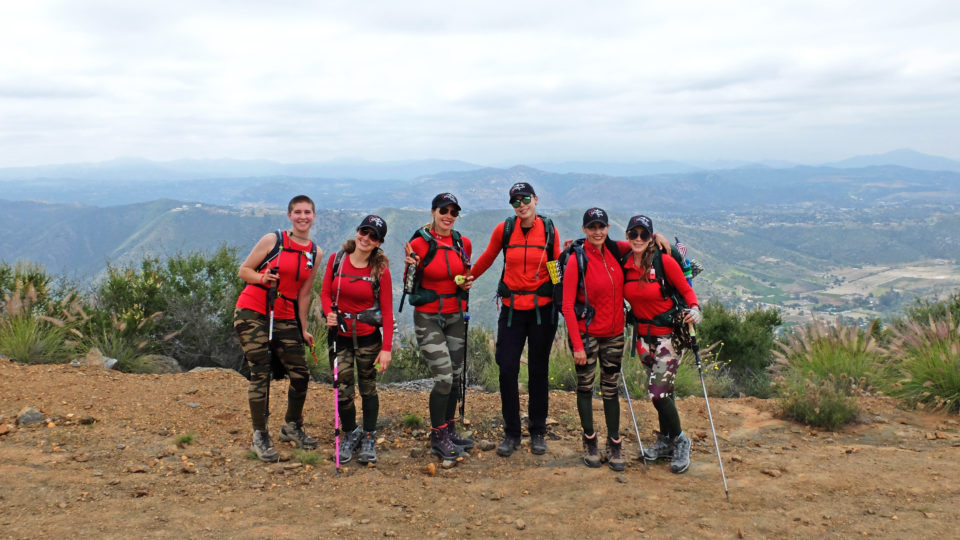 A group of women doing the Warrior Hike Challenge.